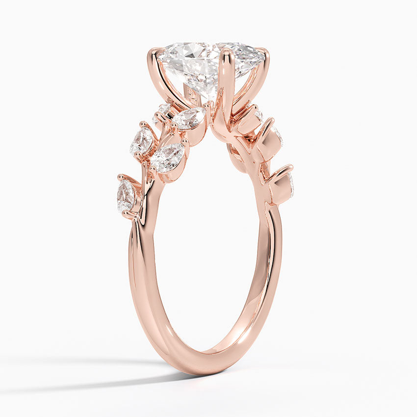 Gardenia Accents Lab Grown Diamond Engagement Ring in 18k Gold