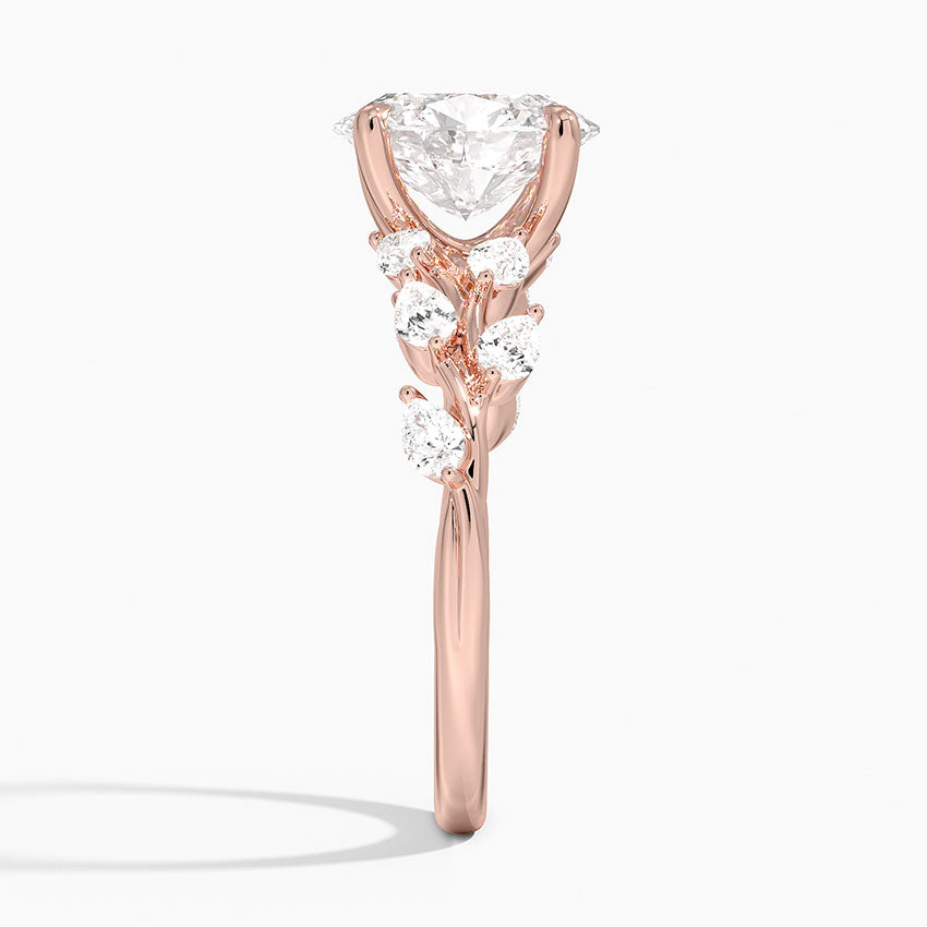 Gardenia Accents Lab Grown Diamond Engagement Ring in 18k Gold