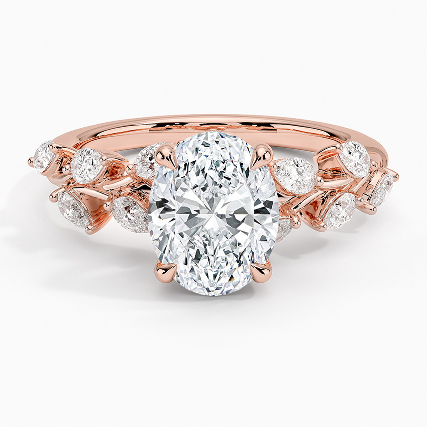Gardenia Accents Lab Grown Diamond Engagement Ring in 18k Gold