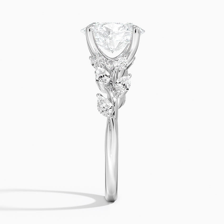 Gardenia Accents Lab Grown Diamond Engagement Ring in 18k Gold