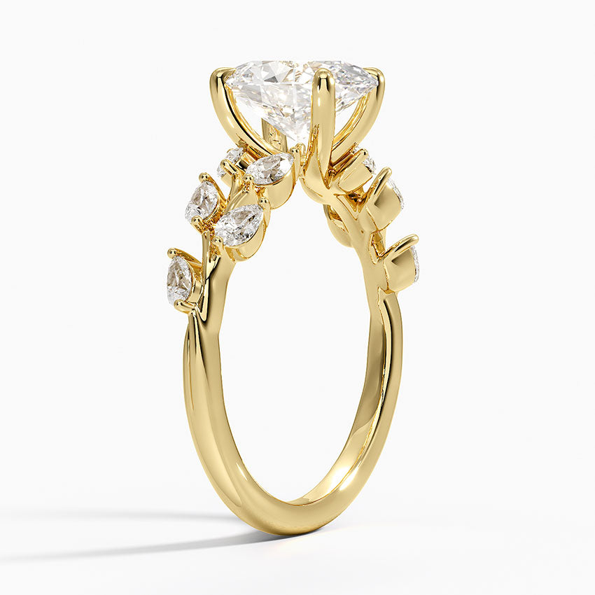 Gardenia Accents Lab Grown Diamond Engagement Ring in 18k Gold