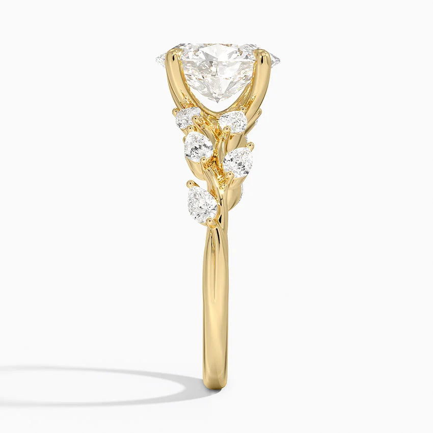 Gardenia Accents Lab Grown Diamond Engagement Ring in 18k Gold