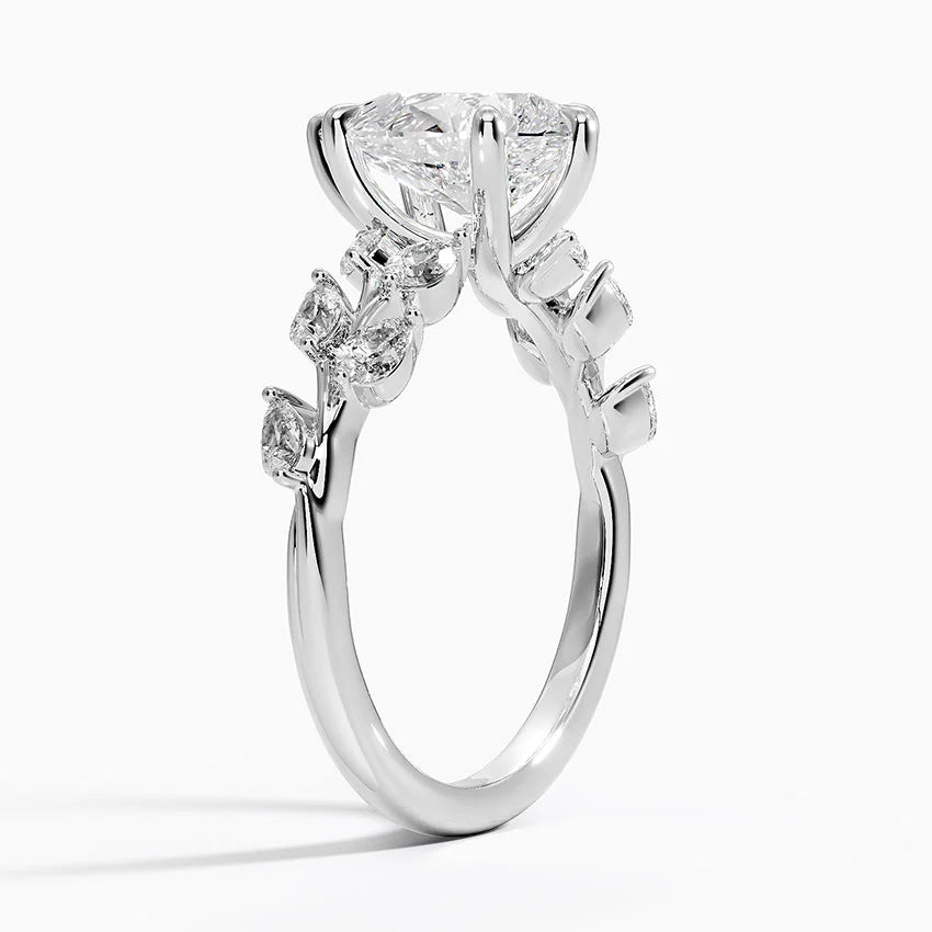 Gardenia Accents Lab Grown Diamond Engagement Ring in 18k Gold