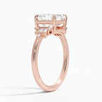 18K Solid Gold Iris Asscher Accent Lab Diamond Ring