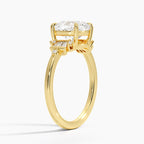 18K Solid Gold Iris Cushion Accent Lab Diamond Ring