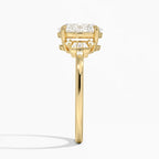 18K Solid Gold Iris Oval Accent Lab Diamond Ring