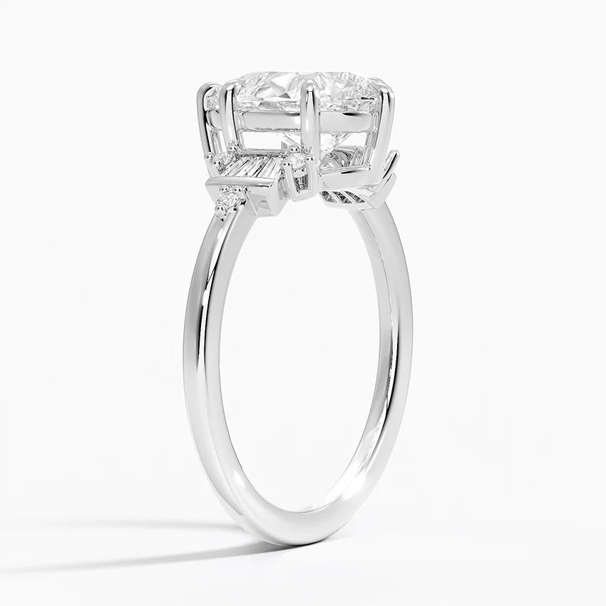 18K Solid Gold Iris Pear Accent Lab Diamond Ring
