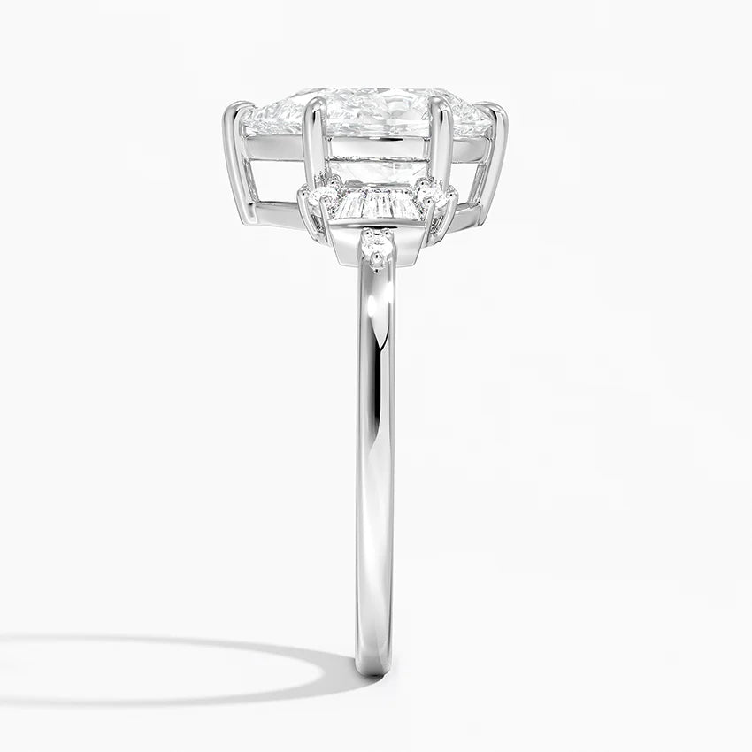 18K Solid Gold Iris Pear Accent Lab Diamond Ring