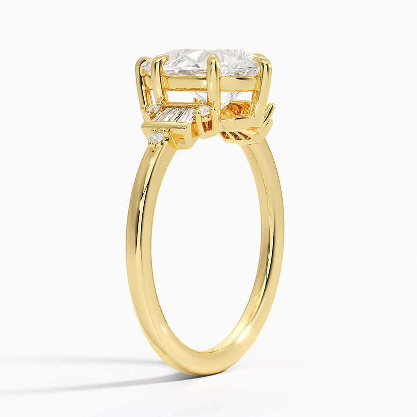 18K Solid Gold Iris Pear Accent Lab Diamond Ring
