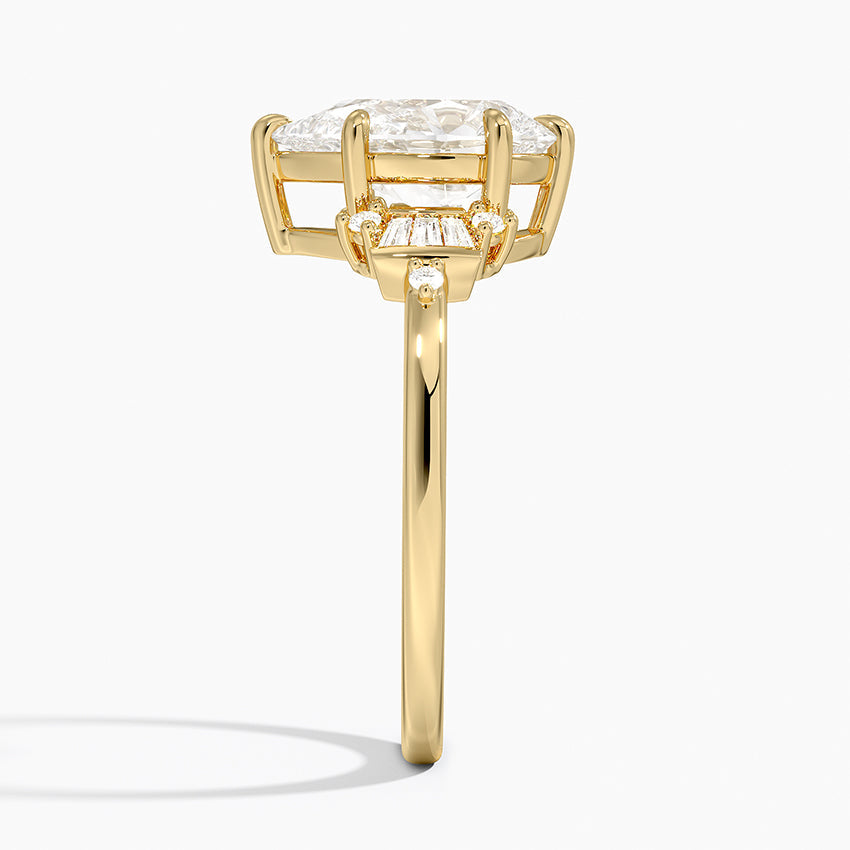 18K Solid Gold Iris Pear Accent Lab Diamond Ring