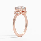 18K Solid Gold Iris Round Accent Lab Diamond Ring