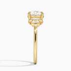 18K Solid Gold Iris Round Accent Lab Diamond Ring