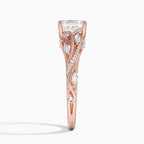 18K Solid Gold Jasmine Asscher Accent Lab Diamond Ring