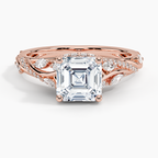 18K Solid Gold Jasmine Asscher Accent Lab Diamond Ring