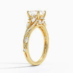 18K Solid Gold Jasmine Asscher Accent Lab Diamond Ring