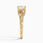 18K Solid Gold Jasmine Asscher Accent Lab Diamond Ring