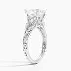 18K Solid Gold Jasmine Cushion Accent Lab Diamond Ring