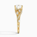 18K Solid Gold Jasmine Cushion Accent Lab Diamond Ring