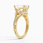 18K Solid Gold Jasmine Emerald Accent Lab Diamond Ring