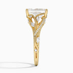 18K Solid Gold Jasmine Emerald Accent Lab Diamond Ring