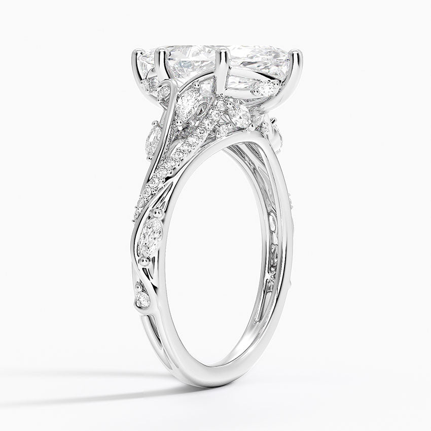 Jasmine Accents (Marquise and Round Side Stones) Lab Diamond Ring in 18K Gold - Marquise