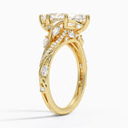 Vintage Marquise Cut Floral Filigree Engagement Ring in Solid Gold⁠