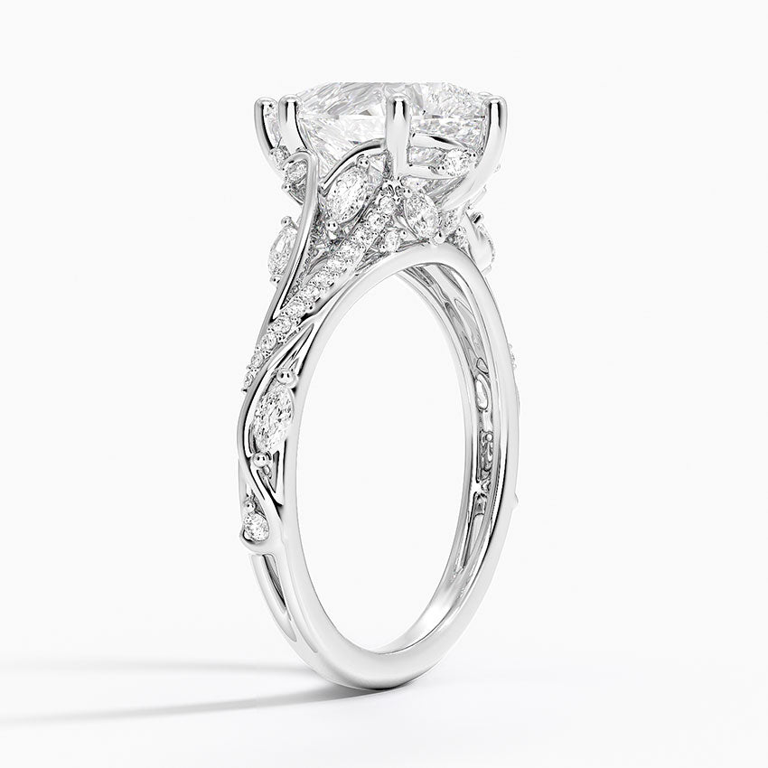 18K Solid Gold Jasmine Pear Accent Lab Diamond Ring