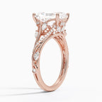 18K Solid Gold Jasmine Radiant Accent Lab Diamond Ring