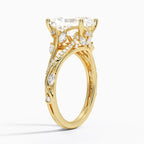 18K Solid Gold Jasmine Radiant Accent Lab Diamond Ring