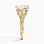 18K Solid Gold Jasmine Radiant Accent Lab Diamond Ring