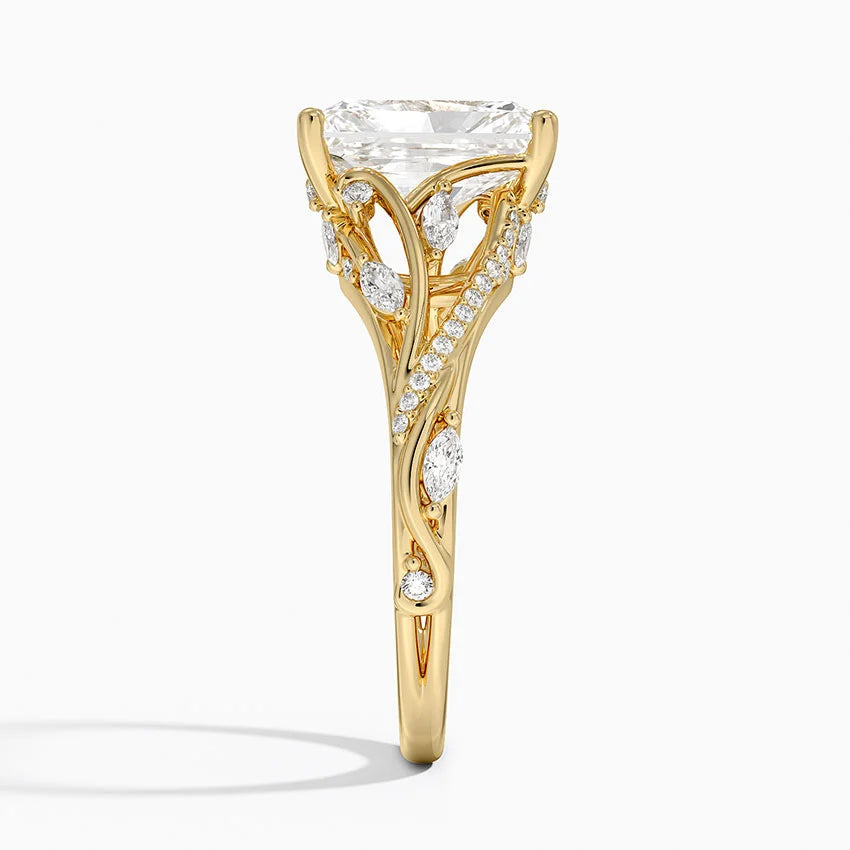 Jasmine Accents (Marquise and Round Side Stones) Lab Diamond Ring in 18K Gold - Radiant