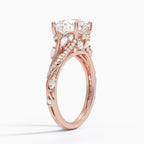 18K Solid Gold Jasmine Round Accent Lab Diamond Ring