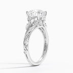 18K Solid Gold Jasmine Round Accent Lab Diamond Ring