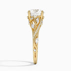 18K Solid Gold Jasmine Round Accent Lab Diamond Ring