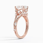 18K Solid Gold Jasmine Oval Accent Lab Diamond Ring