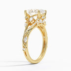 18K Solid Gold Jasmine Oval Accent Lab Diamond Ring