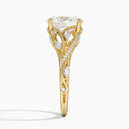 18K Solid Gold Jasmine Oval Accent Lab Diamond Ring