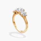 18K Solid Gold June Asscher Baguette Accent Lab Diamond Ring