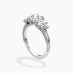 18K Solid Gold June Asscher Baguette Accent Lab Diamond Ring