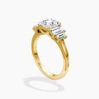 18K Solid Gold June Asscher Baguette Accent Lab Diamond Ring
