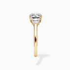 18K Solid Gold June Cushion Baguette Accent Lab Diamond Ring