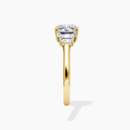 18K Solid Gold June Cushion Baguette Accent Lab Diamond Ring