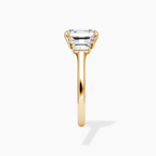 18K Solid Gold June Emerald Baguette Accent Lab Diamond Ring
