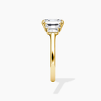 18K Solid Gold June Emerald Baguette Accent Lab Diamond Ring