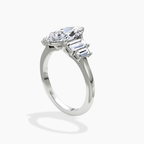 18K Solid Gold June Marquise Baguette Accent Lab Diamond Ring