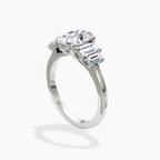 18K Solid Gold June Oval Baguette Accent Lab Diamond Ring