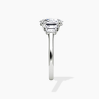 18K Solid Gold June Oval Baguette Accent Lab Diamond Ring