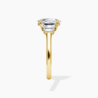 18K Solid Gold June Oval Baguette Accent Lab Diamond Ring