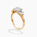 18K Solid Gold June Princess Baguette Accent Lab Diamond Ring