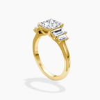 18K Solid Gold June Princess Baguette Accent Lab Diamond Ring